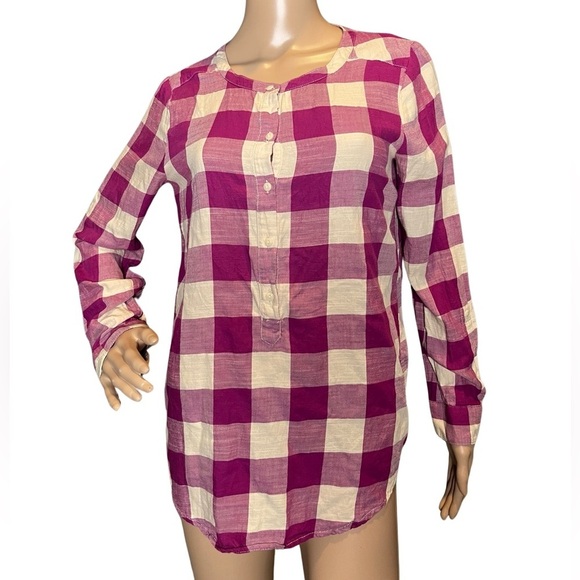 Lucky Brand Women's Plaid Flannel Long Sleeve Button Up Pink Blouse Sz Small - Picture 3 of 8